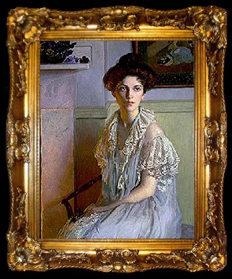 framed  Lilla Cabot Perry Lady with a Bowl of Violets, ta009-2